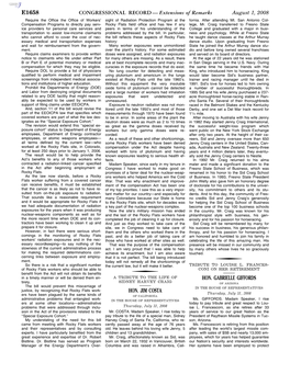 CONGRESSIONAL RECORD— Extensions of Remarks E1658 HON