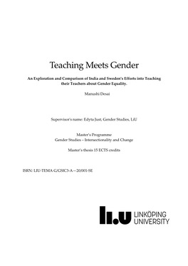 Teaching Meets Gender by Manushi Desai