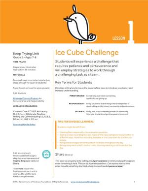 Ice Cube Challenge Grade 2 • Ages 7-8 TIME FRAME Students Will Experience a Challenge That