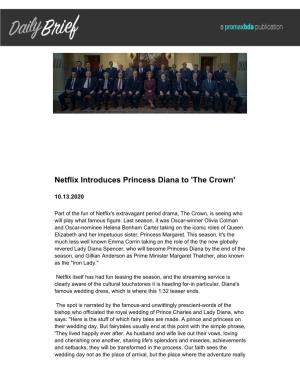 Netflix Introduces Princess Diana to 'The Crown'
