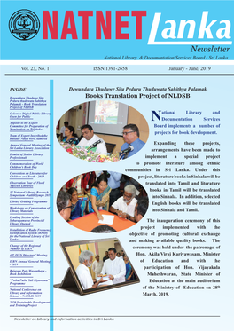 Newsletter National Library & Documentation Services Board - Sri Lanka