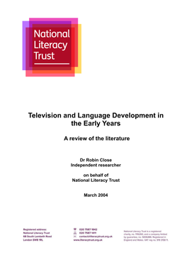 Television and Language Development in the Early Years