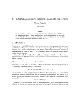 G2–Instantons, Associative Submanifolds, and Fueter Sections