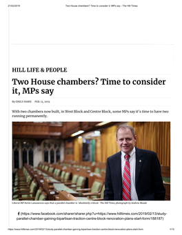 Two House Chambers? Time to Consider It, Mps Say - the Hill Times