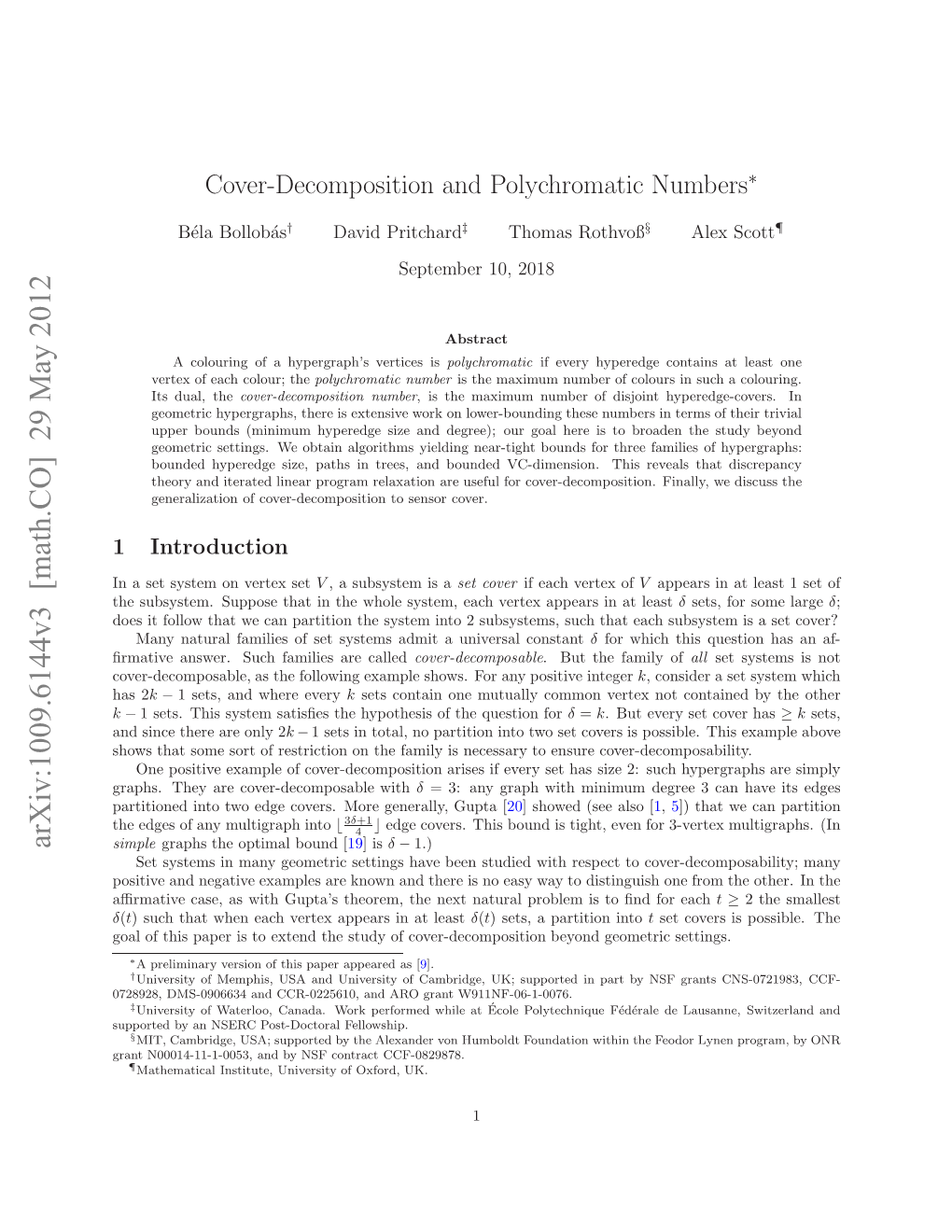 Cover-Decomposition and Polychromatic Numbers