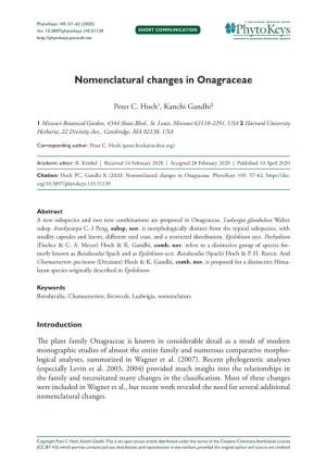 Nomenclatural Changes in Onagraceae