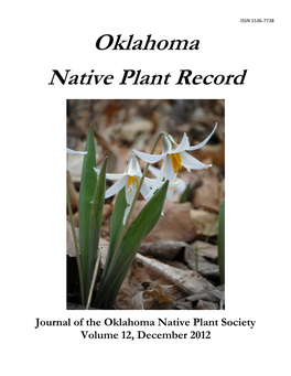 Oklahoma Native Plant Record, Volume 12, Number 1, December