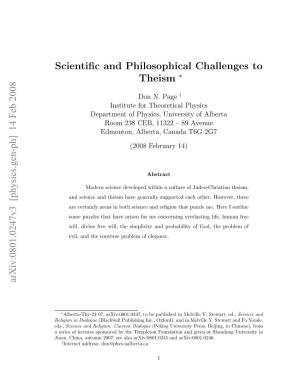 Scientific and Philosophical Challenges to Theism