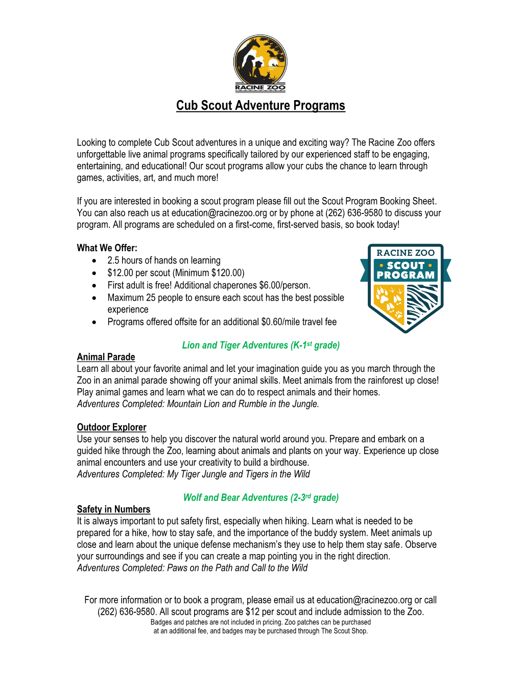 Cub Scout Adventure Programs