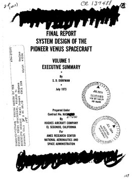 Pioneer Venus Spacecraft Volume 1 Executive Summary
