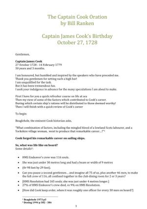 The Captain James Cook Birthday Oration