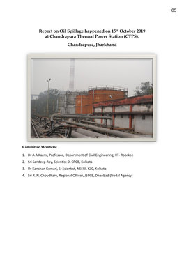 Report on Oil Spillage Happened on 15Th October 2019 at Chandrapura Thermal Power Station (CTPS), Chandrapura, Jharkhand