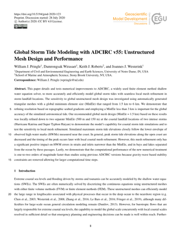 Global Storm Tide Modeling with ADCIRC V55: Unstructured Mesh Design and Performance William J