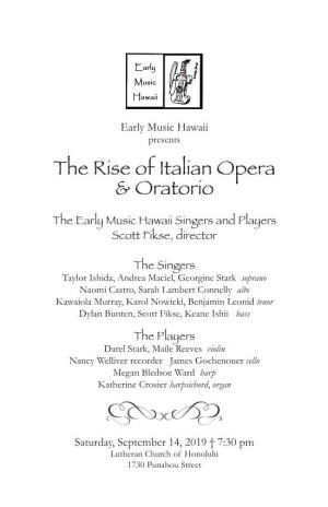 The Rise of Italian Opera & Oratorio