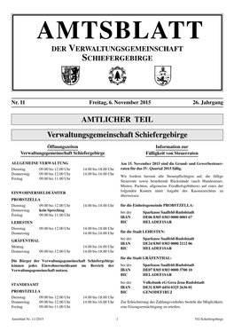 Amtsblatt Der Verwaltungsgemeinschaft Schiefergebirge