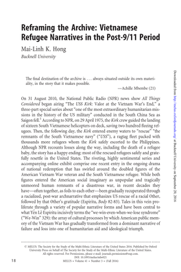 Vietnamese Refugee Narratives in the Post-9/11 Period Mai-Linh K