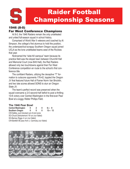 Raider Football Championship Seasons