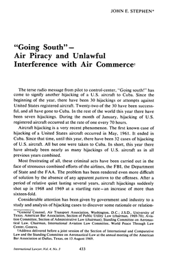 Air Piracy and Unlawful Interference with Air Commercet