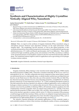 Synthesis and Characterization of Highly Crystalline Vertically Aligned Wse2 Nanosheets