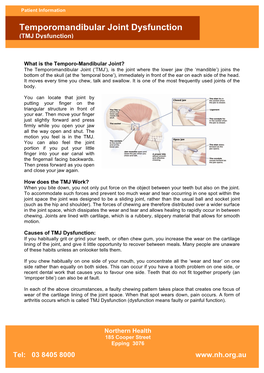 Temporomandibular Joint Dysfunction (TMJ Dysfunction)