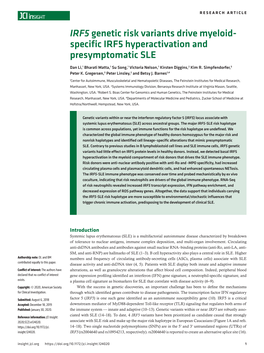 Specific IRF5 Hyperactivation and Presymptomatic SLE