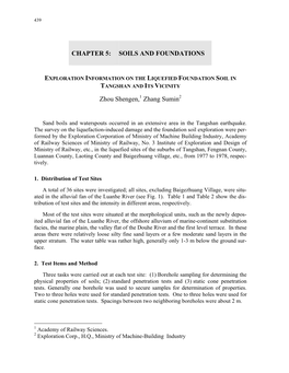 CHAPTER 5: SOILS and FOUNDATIONS Zhou Shengen,1 Zhang Sumin2