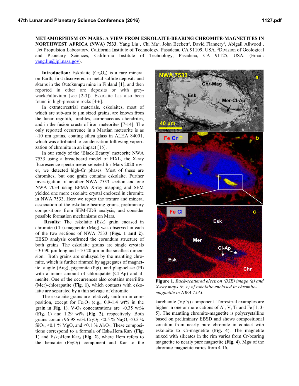 NWA 7533 a Skarns in the Outokumpu Mine in Finland [1], and Then Chr-Mag Reported in Other Ore Deposits Or with Grey- Wacke/Alluvium (See [2-3])