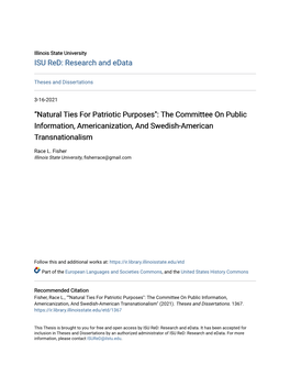 Natural Ties for Patriotic Purposes": the Committee on Public Information, Americanization, and Swedish-American Transnationalism