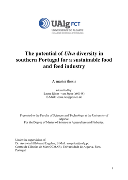 The Potential of Ulva Diversity in Southern Portugal for a Sustainable Food and Feed Industry