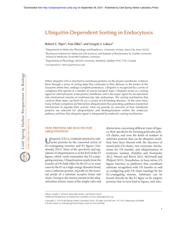 Ubiquitin-Dependent Sorting in Endocytosis