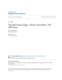 Library Newsletter Pace University Library System