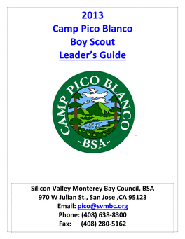 Pico Blanco Scout Reservation Emergency Procedures
