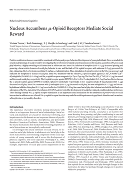 Nucleus Accumbensμ-Opioid Receptors Mediate Social Reward