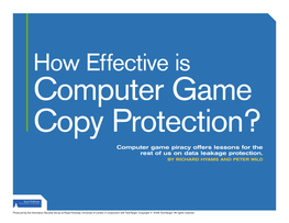 How Effective Is Computer Game Copy Protection?