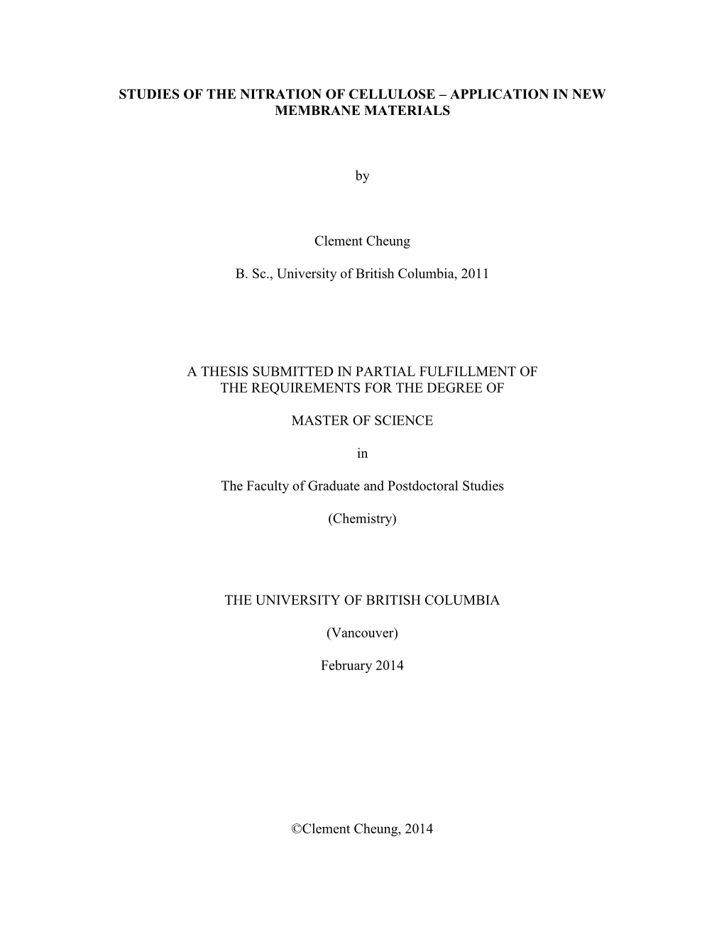 Studies of the Nitration of Cellulose – Application in New Membrane Materials