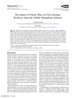 The Impact of Patent Wars on Firm Strategy: Evidence from the Global Smartphone Industry