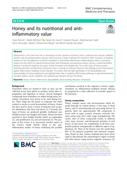 Honey and Its Nutritional and Anti-Inflammatory Value