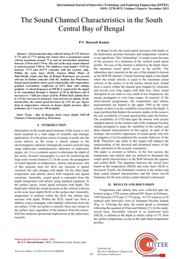 The Sound Channel Characteristics in the South Central Bay of Bengal