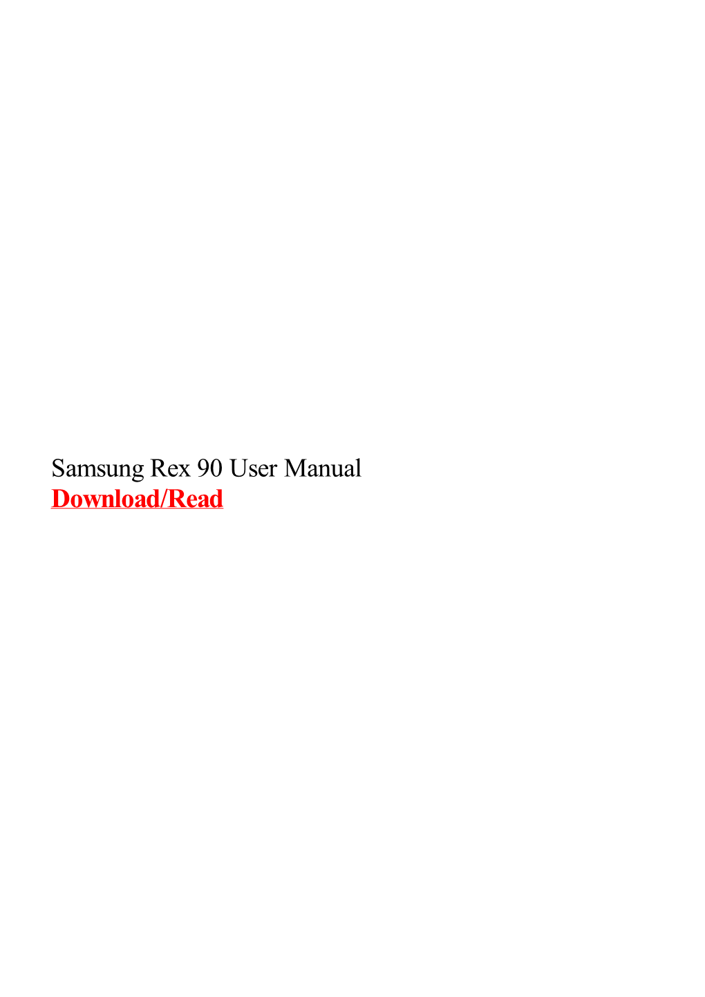 Samsung Rex 90 User Manual