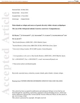 Paleo&#X2010;Islands As Refugia and Sources of Genetic Diversity