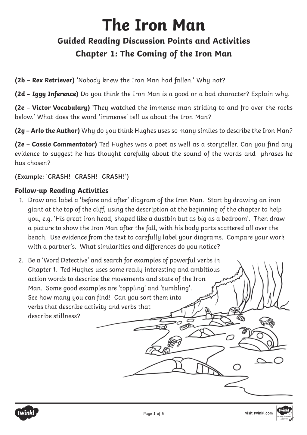 The Iron Man Guided Reading Discussion Points and Activities Chapter 1: the Coming of the Iron Man