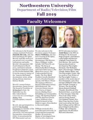Northwestern University Fall 2019 Faculty Welcomes