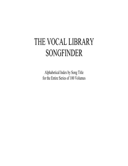 Vocal Library Songfinder