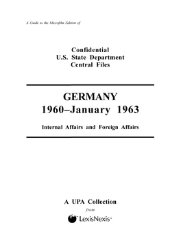 GERMANY 1960-January 1963