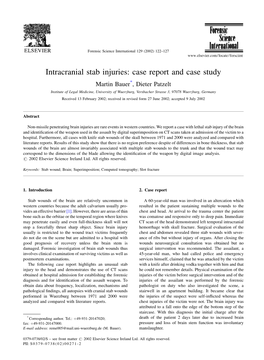 Intracranial Stab Injuries: Case Report and Case Study