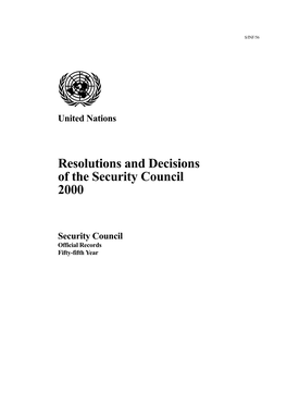 Resolutions and Decisions of the Security Council 2000