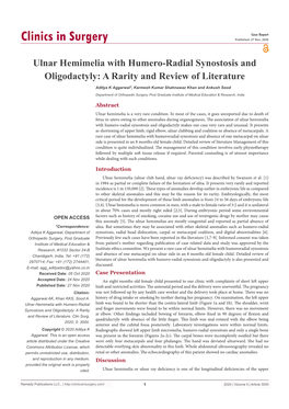 Ulnar Hemimelia with Humero-Radial Synostosis and Oligodactyly: a Rarity and Review of Literature