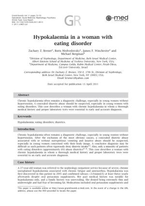 Hypokalaemia in a Woman with Eating Disorder
