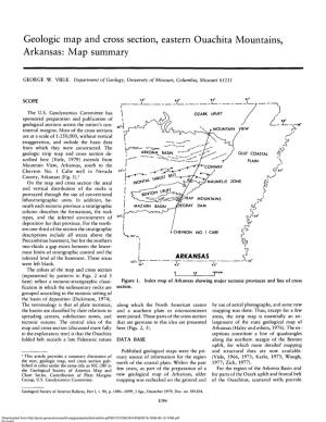 Geologie Map and Cross Section, Eastern Ouachita Mountains, Arkansas: Map Summary