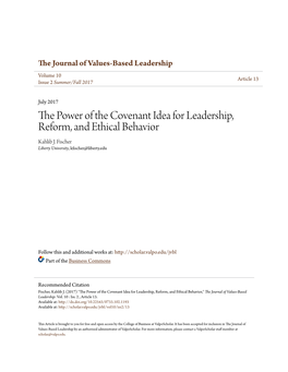 The Power of the Covenant Idea for Leadership, Reform, and Ethical Behavior
